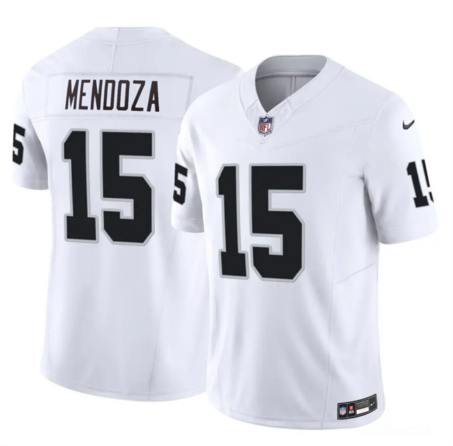 Women's Las Vegas Raiders #15 Fernando Mendoza White 2026 Draft F.U.S.E. Vapor Untouchable Limited Stitched Football Jersey(Run Small)
